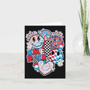 Smile Face Heart American Flag Frauen 4. JU Karte