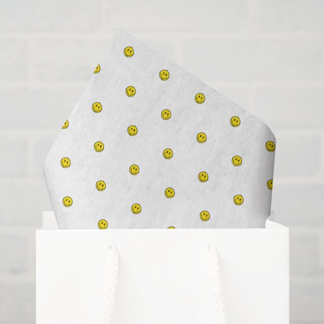 Smile Face Polka Dot Emojis Happy Yellow Fun Seidenpapier (Geschenktüte)