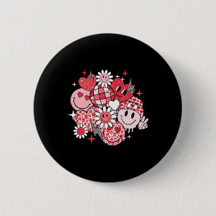 Smile Face Valentinstag Vibes Leopard Blume Gro Button