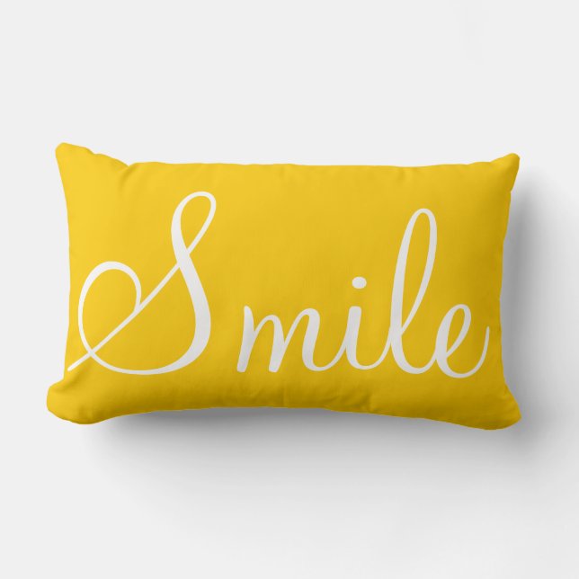SMILE - Gelbfarbenes dekoratives Kissen (Vorderseite)