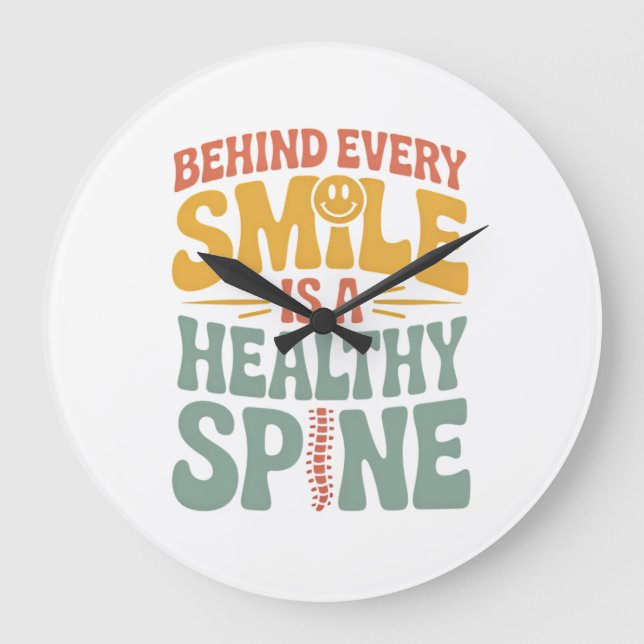 Smile Gesunder Spine Chiropraktor Zitat Design Große Wanduhr (Vorderseite)