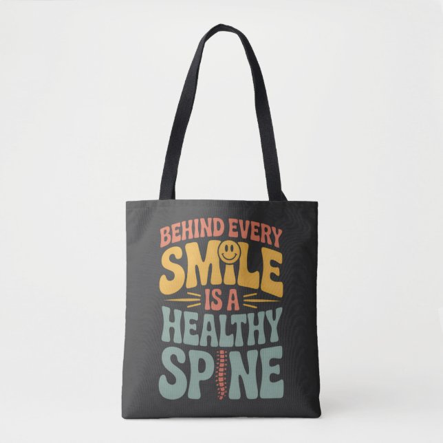 Smile Gesunder Spine Chiropraktor Zitat Design Tasche (Vorderseite)