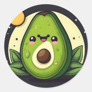 Smile Green Avocado Runder Aufkleber