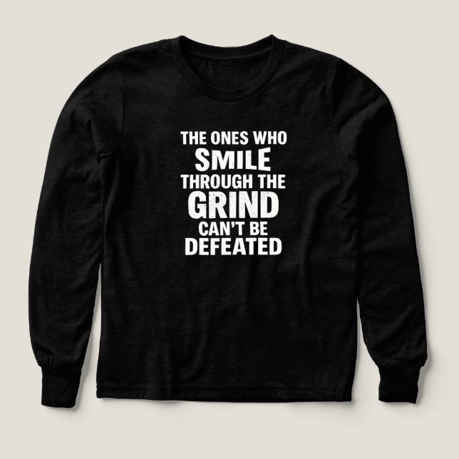 Smile-Grind-Gymnastik-Zitat mit weißem Text (Design Vorderseite)
