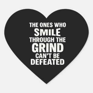 Smile-Grind-Gymnastik-Zitat mit weißem Text Herz-Aufkleber