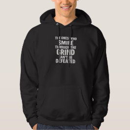 Smile-Grind-Gymnastik-Zitat mit weißem Text Hoodie