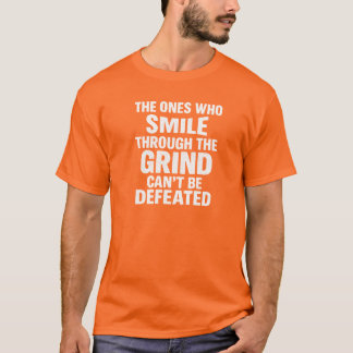 Smile-Grind-Gymnastik-Zitat mit weißem Text T-Shirt