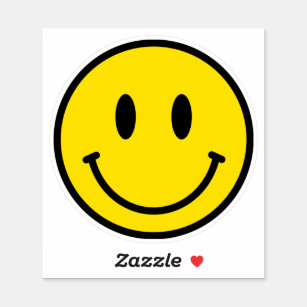 Smile Happy Gesicht Emoji Yellow Black Retro Vinyl Aufkleber