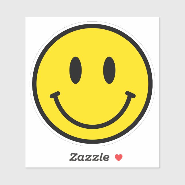 Smile Happy Gesicht Emoji Yellow Black Retro Vinyl Aufkleber (Blatt)