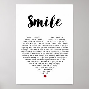 Smile Heart Song Lyrik Wall Art Print Poster