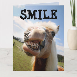 SMILE HORSE FUNNY BIRTHDAY BIG CARD KARTE