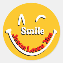 Smile, I love you Jesus Runder Aufkleber