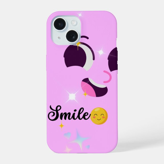 Smile Kawaii Pink Aesthetic Phone Case iPhone 15 Hülle (Rückseite)