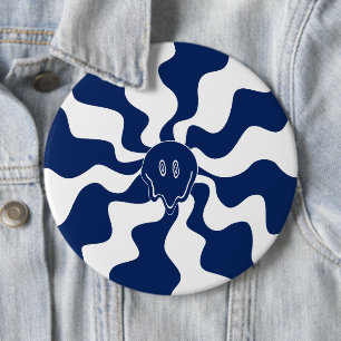 Smile Melt in Blau und Weiß Button