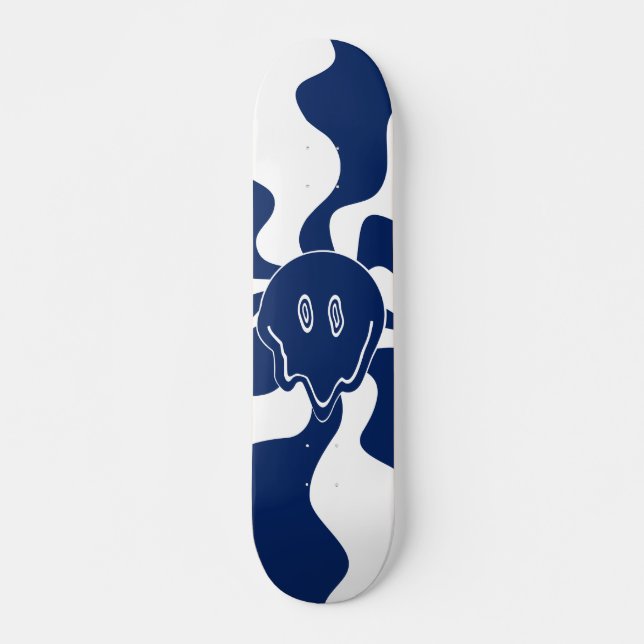 Smile Melt in Blau und Weiß Skateboard (Vorne)