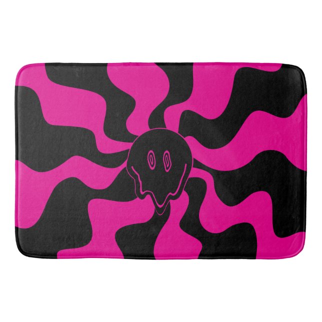 Smile Melt - Magenta und Schwarz Badematte (Vorderseite)