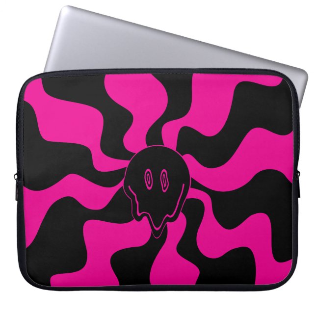 Smile Melt - Magenta und Schwarz Laptopschutzhülle (Vorderseite)