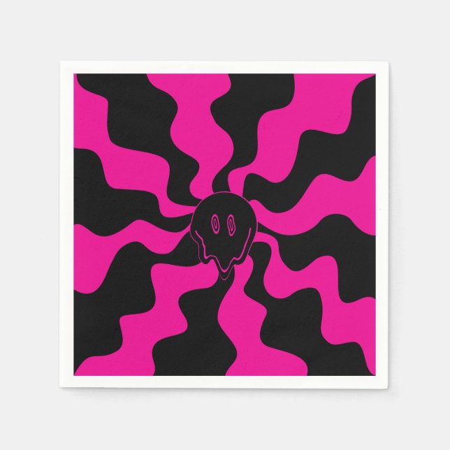 Smile Melt - Magenta und Schwarz Serviette (Vorderseite)