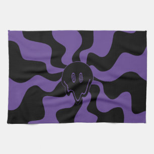 Smile Melt Retro Lila und Schwarz Geschirrtuch