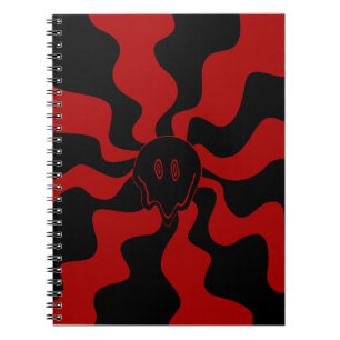 Smile Melt Retro Rot und Schwarz Notizblock
