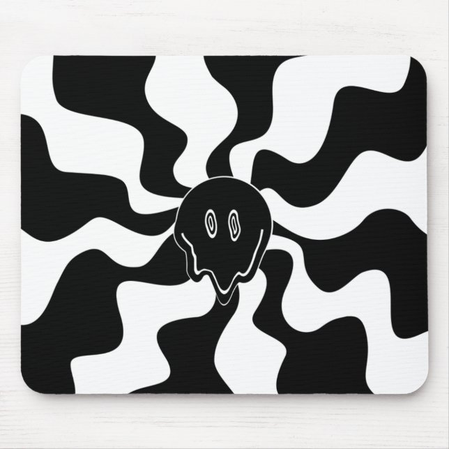 Smile Melt - Schwarz und Weiß Mousepad (Vorne)