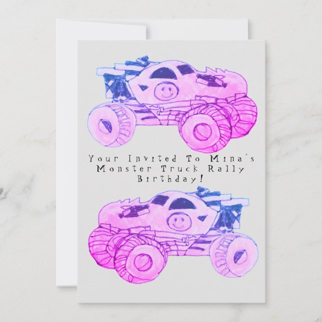 Smile Monster Truck Kundgebung Geburtstagsparty Einladung (Vorderseite)