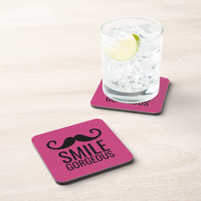 SMILE & Mustache Getränkeuntersetzer (Rechte Seite)