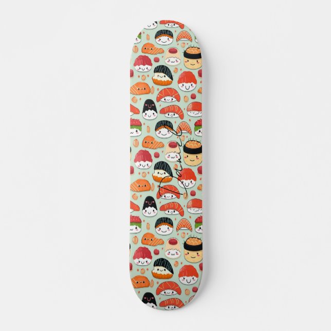 Smile Nigiri Sushi Japan Cartoon Food Pattern Skateboard (Vorne)