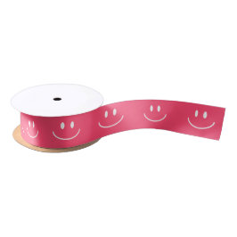 Smile Pattern rosa Ribbon Satinband