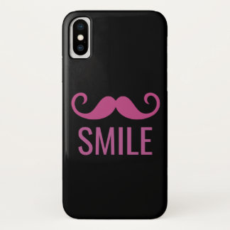 SMILE Pink Mustache Black Background iPhone X Fall Case-Mate iPhone Hülle