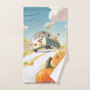 Smile Pup & Miss Meow: Kürbisernte-Trip Handtuch