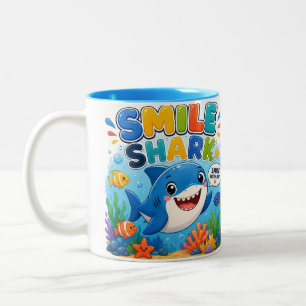 Smile Shark Süßes glückliches Hai-Cartoon-Design Zweifarbige Tasse