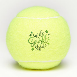 Smile Sparkle Shine Green Inspiration Zitat Tennisbälle