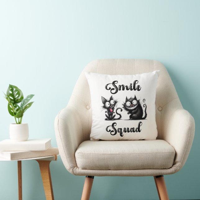 Smile Squad mit lustigem Katzen-Design Kissen (Stuhl )