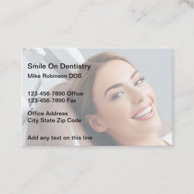Smile Theme Dentist Business Cards Visitenkarte (Vorderseite)