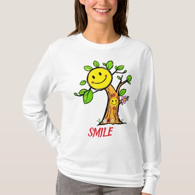 "Smile Tree" Positive Vibes T-Shirt (Vorderseite)