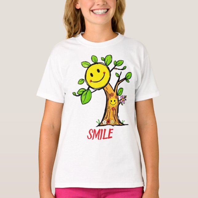 "Smile Tree" Positive Vibes T-Shirt (Vorderseite)