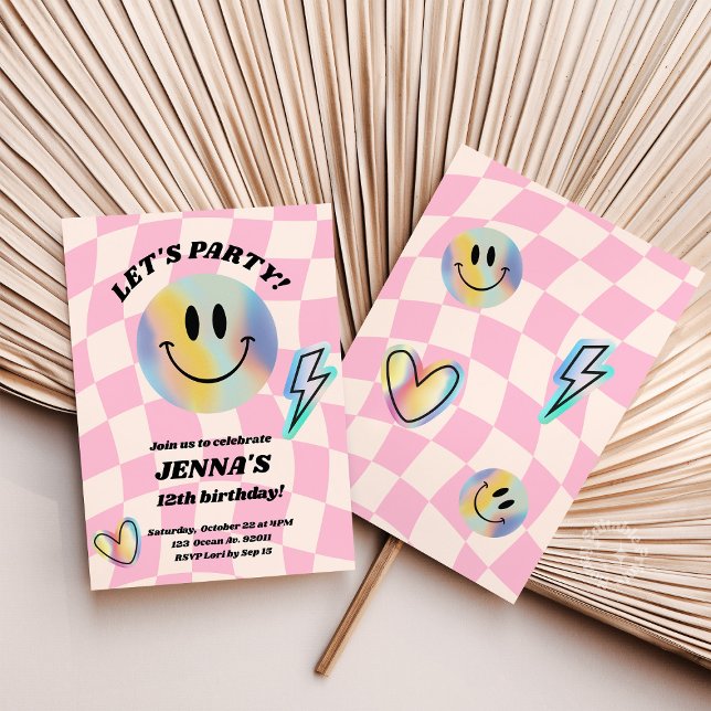 Smile Trendy Retro Birthday Einladung (Von Creator hochgeladen)