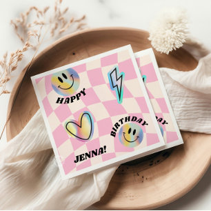Smile Trendy Retro Birthday Serviette