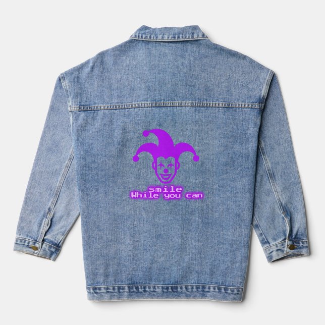 Smile while You Can _ Neon Joker Streetwear Design Jeansjacke (Rückseite)