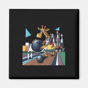 Smilefuntees Funny Giraffe Bowling Sports Cartoon Magnet