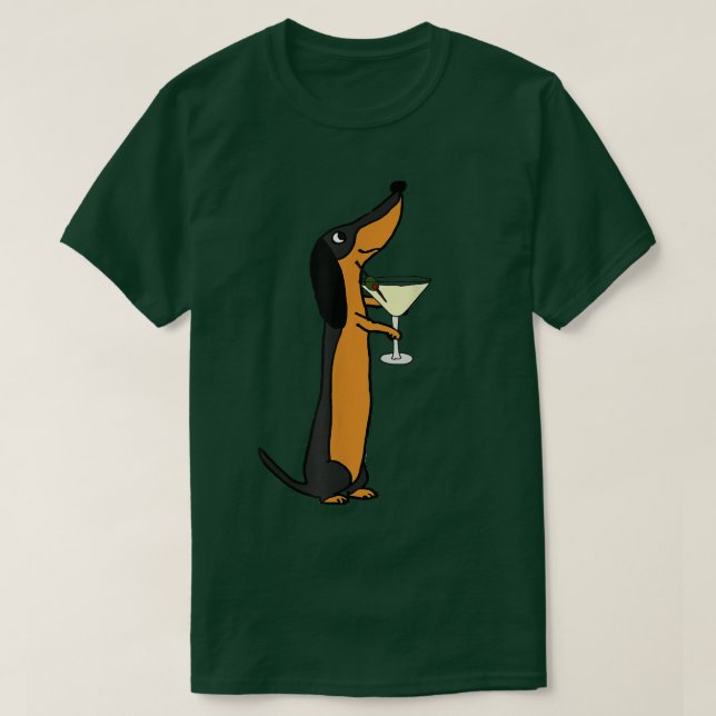 Smilemoreets Funny Dackel Hund trinken Martini T-Shirt (Design vorne)