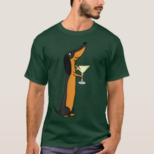 Smilemoreets Funny Dackel Hund trinken Martini T-Shirt