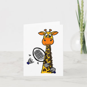 Smilemoreteesa Funny Giraffe Playing Badminton Car Karte