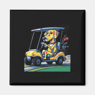 Smileteessports Lustiger gelber Lab Hund fährt Gol Magnet