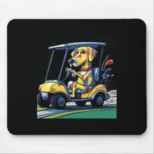 Smileteessports Lustiger gelber Lab Hund fährt Gol Mousepad