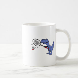 Smiletodaytees Fun T-rex Dinosaur Playing Badminto Kaffeetasse