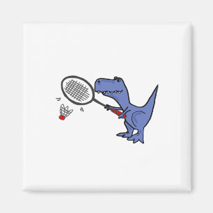 Smiletodaytees Fun T-rex Dinosaur Playing Badminto Magnet