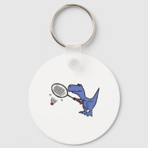 Smiletodaytees Fun T-rex Dinosaur Playing Badminto Schlüsselanhänger