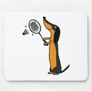 Smiletodaytees Funny Dackel Dog Badmint spielen Mousepad